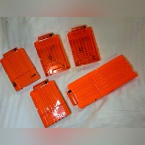 Lot of 5 - Nerf Dart Gun 6 & 12 Round Ammo Magazine Clip N-Strike Elite Orange‎